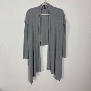 Athleta Grey Ribbed Long Drape Front Long Sleeve Wool Blend Cardigan Sweater Siz